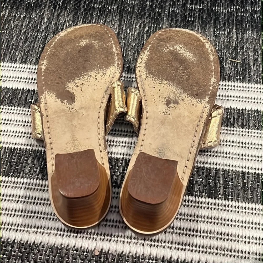Authentic Jack Rogers signature designer gold leather sandals sz 8